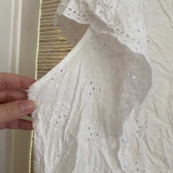 LOFT Eyelet Flutter Blouse in White - Picture 5 of 5